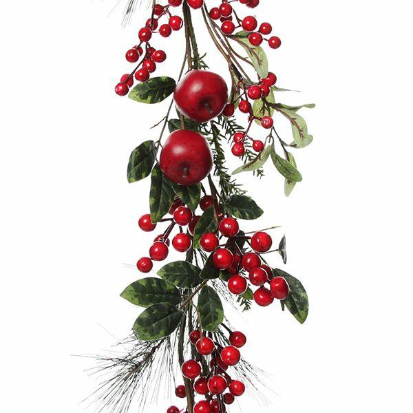 Christmas Garlands | Red Berry And Apple Christmas Garland – 152 Cm Christmas Garlands Christmas Garlands