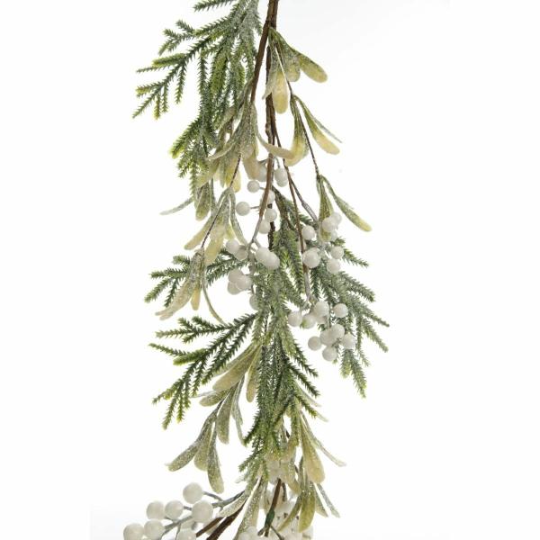 Christmas Garlands | White Berry And Frosted Leaf Christmas Garland – 150Cm(L). Christmas Garlands Christmas Garlands