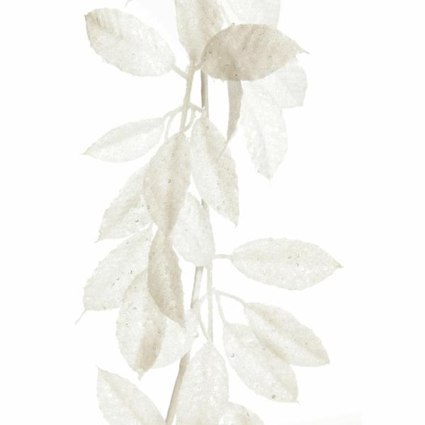 Christmas Garlands | White Glitter Leaf Christmas Garland – 140Cm Christmas Garlands Christmas Garlands