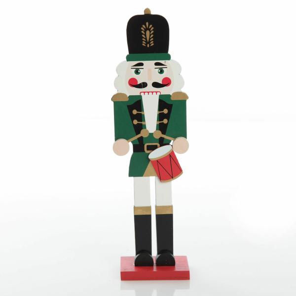 Christmas Nutcrackers | Painted Green Drummer Plywood Nutcracker Christmas Ornament On Base – 25Cm(H) Christmas Nutcrackers Christmas Nutcrackers