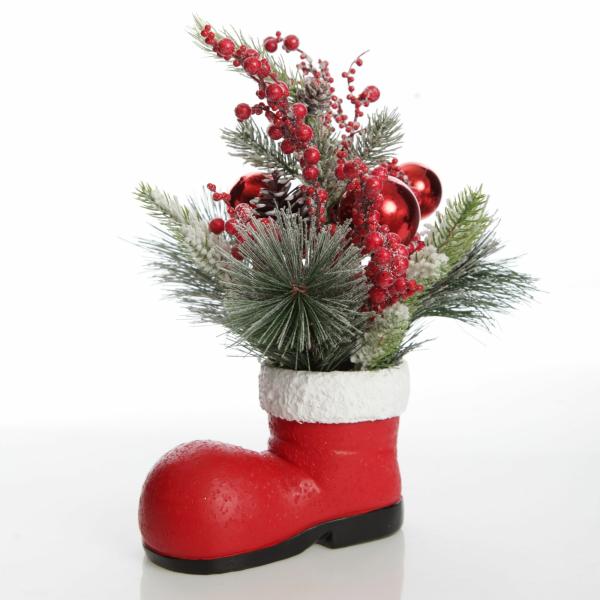 Christmas Ornaments | Santa Boot Christmas Ornament With Frosted Pine, Pinecone And Berries – 48Cm(H) Christmas Ornaments Christmas Ornaments