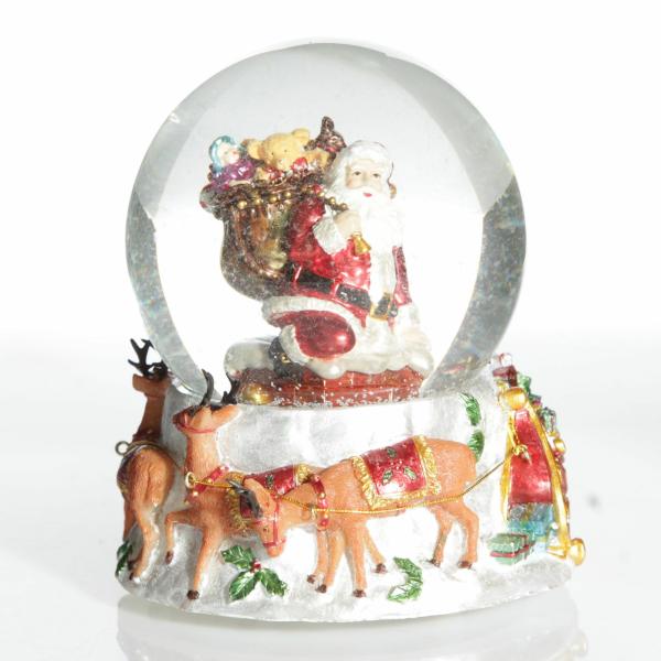 Christmas Snowglobes | Christmas Musical Snowglobe With Santa And His Reindeers Christmas Snowglobes Christmas Snowglobes