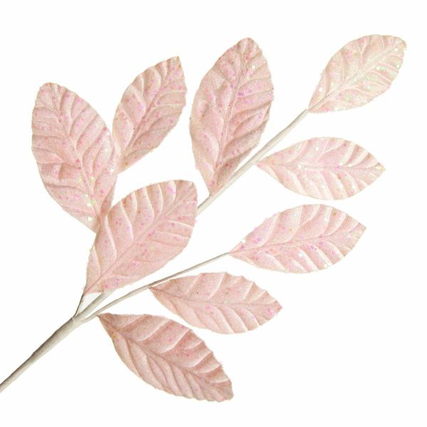 Christmas Sprays | Pale Pink Glitter Leaf Spray Christmas Sprays Christmas Sprays