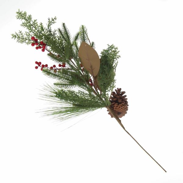 Christmas Sprays | Pinecone And Red Berry Mixed Leaf Christmas Spray Christmas Sprays Christmas Sprays