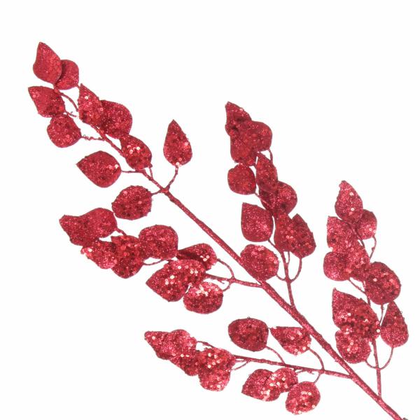 Christmas Sprays | Red Glitter Sequin Leaf Spray Christmas Sprays Christmas Sprays