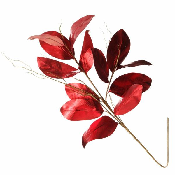 Christmas Sprays | Shiny Red Magnolia Leaf Spray Christmas Sprays Christmas Sprays