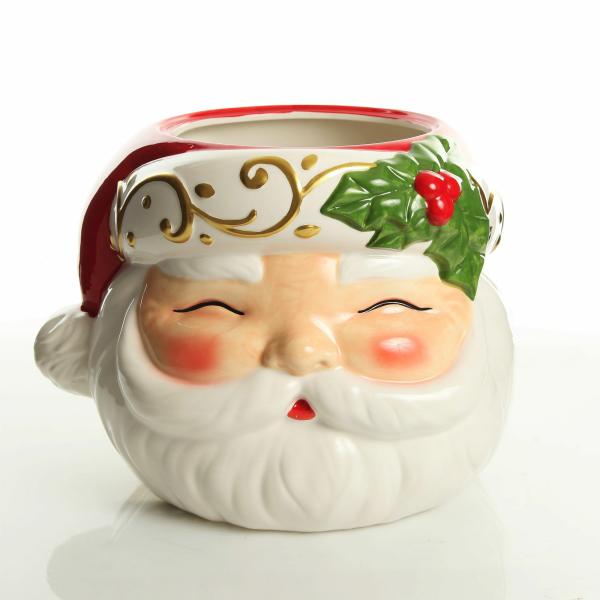 Christmas Table Centrepieces | Retro Santa Planter Pot Christmas Ornament – 28Cm(Dia) Decor Christmas Table Centrepieces