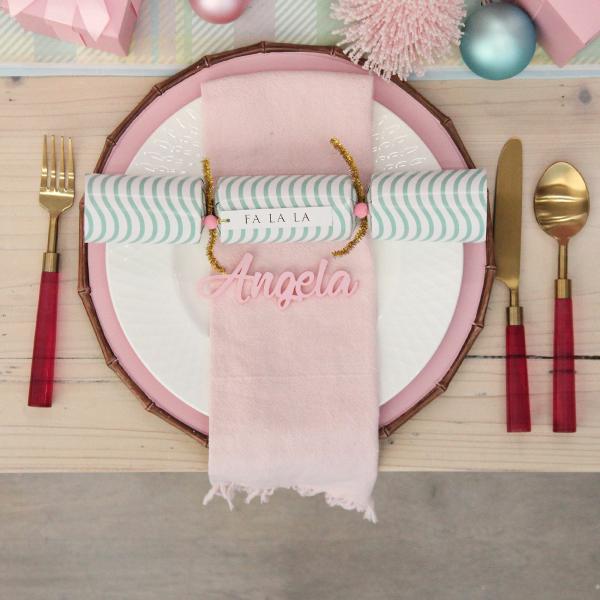 Christmas Table Decor | Pink Bamboo Look Charger Plate Christmas Table Decor Christmas Table Decor