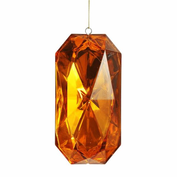 Christmas Tree Decorations | Amber Emerald Cut Gem Christmas Hanging Decoration Christmas Tree Decorations Christmas Tree Decorations