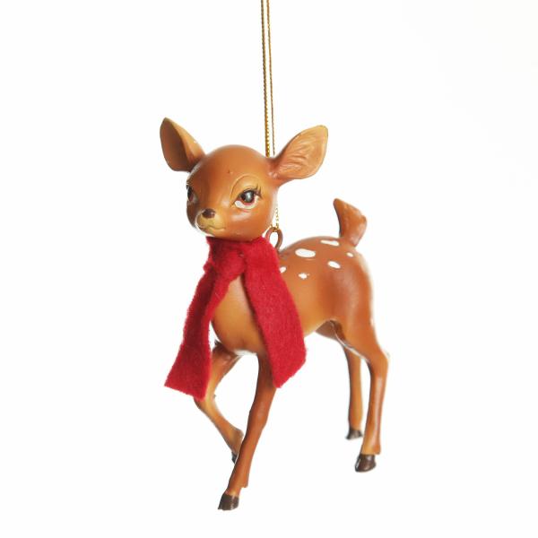 Christmas Tree Decorations | Bambi With Scarf Hanging Christmas Decoration Christmas Tree Decorations Christmas Tree Decorations