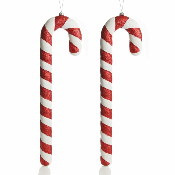 Christmas Tree Decorations | Large Glitter Candy Cane Decorations – Set Of 2 Christmas Tree Decorations Christmas Tree Decorations