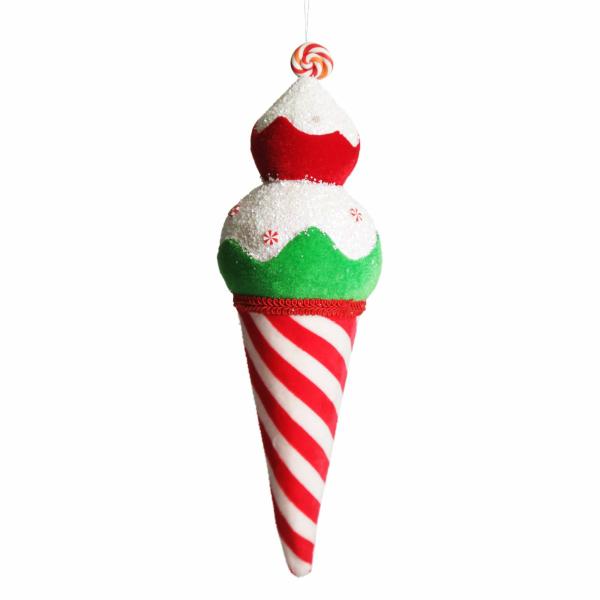 Christmas Tree Decorations | Large Velvet Candy Cane Ice Cream Cone Christmas Decoration Christmas Tree Decorations Christmas Tree Decorations