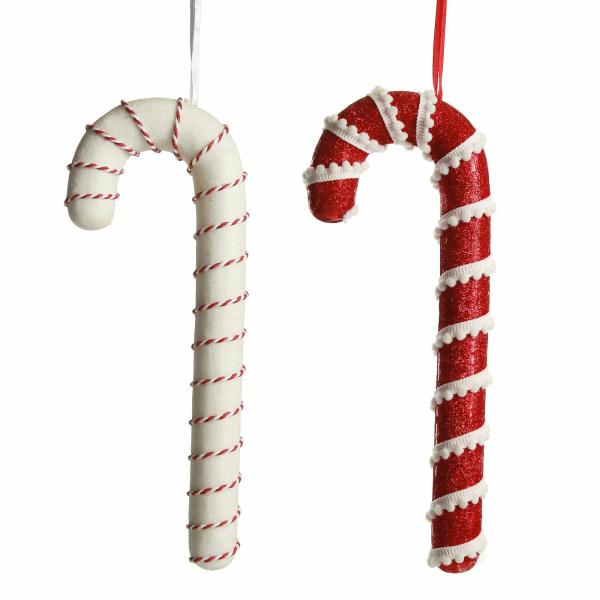 Christmas Tree Decorations | Medium Glitter With Braid And Twine Candy Cane Christmas Decoration – Set Of 2 Christmas Tree Decorations Christmas Tree Decorations