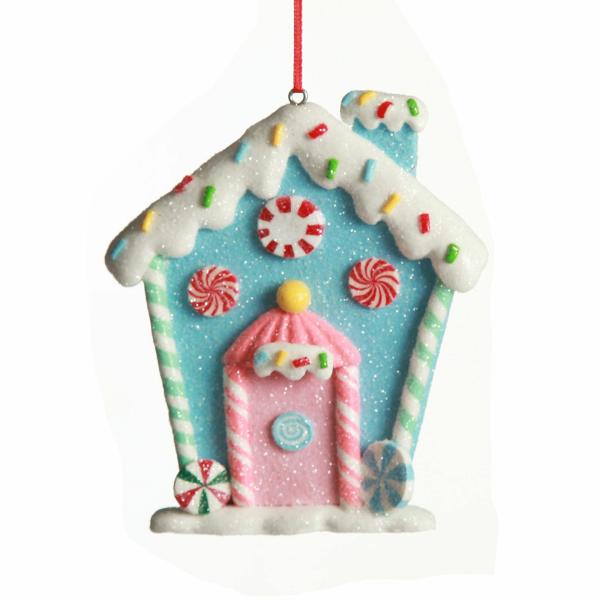 Christmas Tree Decorations | Pastel Blue Candy Gingerbread House Tree Decoration Christmas Tree Decorations Christmas Tree Decorations