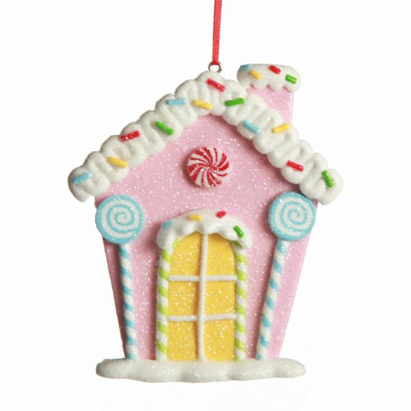 Christmas Tree Decorations | Pastel Pink Candy Gingerbread House Tree Decoration Christmas Tree Decorations Christmas Tree Decorations