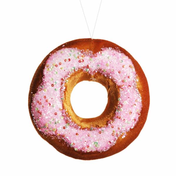 Christmas Tree Decorations | Pink Iced Velvet Donut Christmas Tree Decoration Christmas Tree Decorations Christmas Tree Decorations