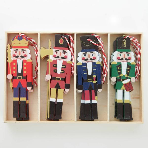 Christmas Tree Decorations | Plywood Nutcracker Tree Decorations – Box Set Of 12 Christmas Tree Decorations Christmas Tree Decorations