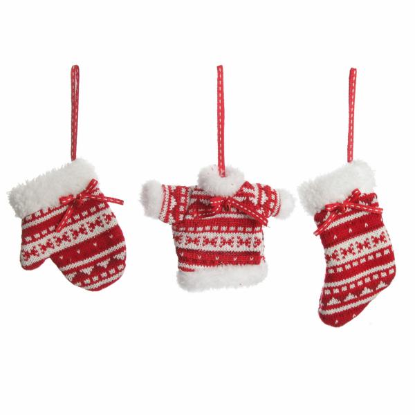 Christmas Tree Decorations | Red And White Knitted Christmas Tree Decorations – Set Of 3 Christmas Tree Decorations Christmas Tree Decorations