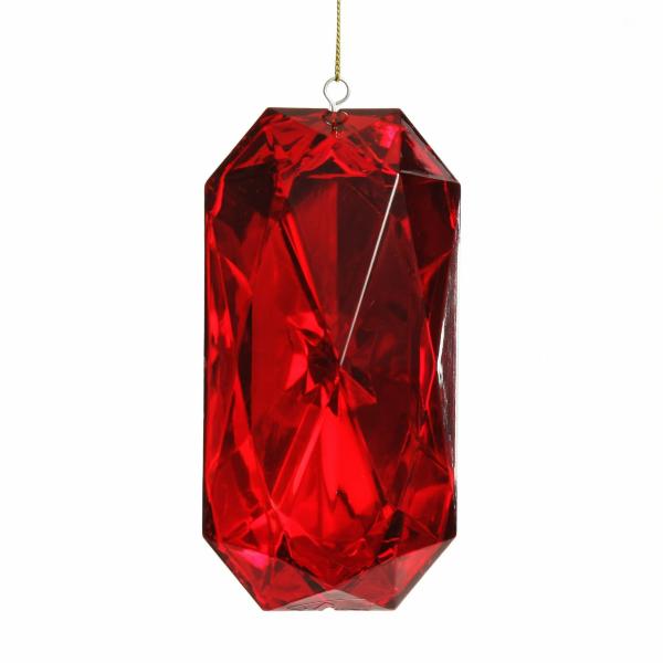 Christmas Tree Decorations | Red Emerald Cut Gem Christmas Hanging Decoration Christmas Tree Decorations Christmas Tree Decorations