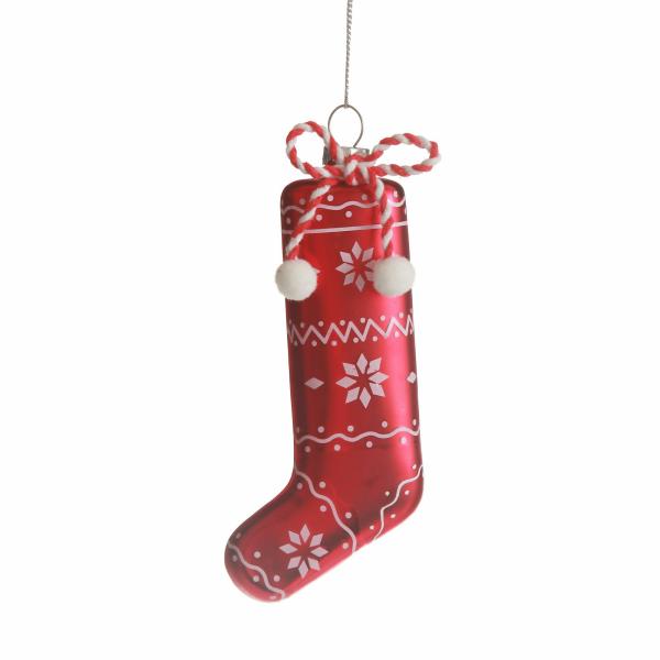 Christmas Tree Decorations | Red Patterned Stocking Christmas Decoration Christmas Tree Decorations Christmas Tree Decorations