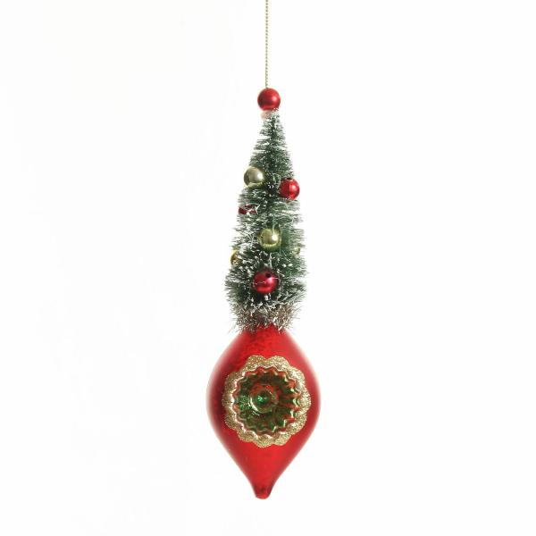 Christmas Tree Decorations | Red Vintage Glass Christmas Finial With Tree Christmas Tree Decorations Christmas Tree Decorations