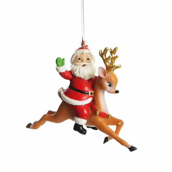 Christmas Tree Decorations | Santa Riding Bambi Hanging Christmas Decoration Christmas Tree Decorations Christmas Tree Decorations