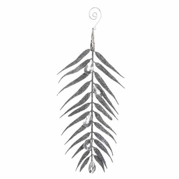 Christmas Tree Decorations | Silver Glitter Fern And Crystal Tree Decoration Christmas Tree Decorations Christmas Tree Decorations