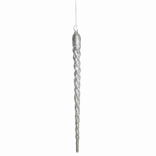 Christmas Tree Decorations | Silver Glitter Icicle Long Drop Christmas Tree Decorations Christmas Tree Decorations