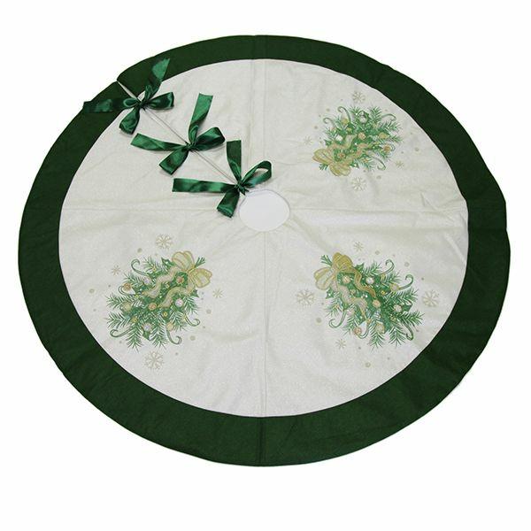 Christmas Tree Skirts | Green And Gold Mistletoe Christmas Tree Skirt Christmas Tree Skirts Christmas Tree Skirts