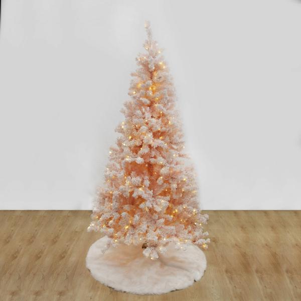 Christmas Trees | Pre-Lit Snow Flocked Pink Fir Christmas Tree Christmas Trees Christmas Trees