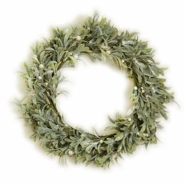 Christmas Wreaths | Frosted Green Leaf Christmas Wreath With White Berries Christmas Wreaths Christmas Wreaths