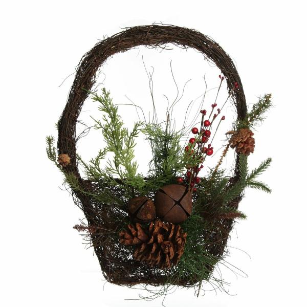 Christmas Wreaths | Rustic Pine And Cone Basket Christmas Wall Hanging Christmas Wreaths Christmas Wreaths