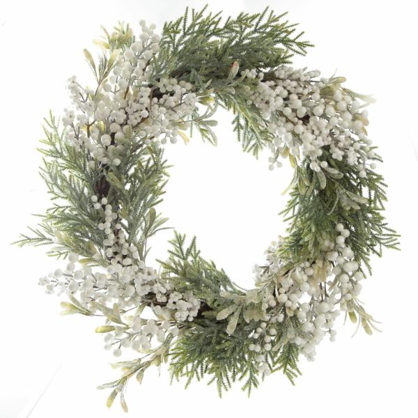 Christmas Wreaths | White Berry And Frosted Leaf Christmas Wreath Christmas Wreaths Christmas Wreaths