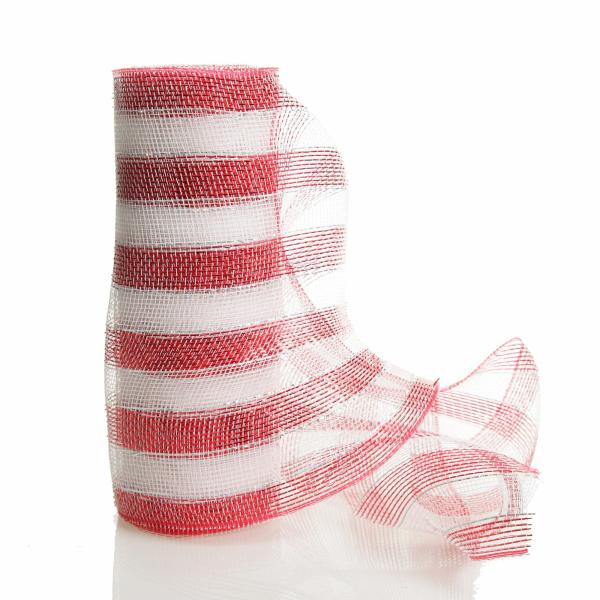 Decomesh | Candy Cane Stripe Metallic Thread Decomesh Roll Craft Decomesh