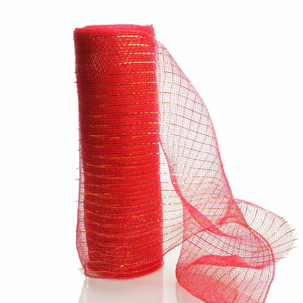 Decomesh | Red Metallic Thread Decomesh Roll Craft Decomesh