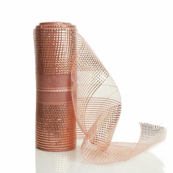 Decomesh | Rose Gold Metallic Stripe Decomesh Roll Craft Decomesh