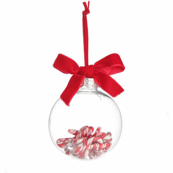 Decorative Christmas Baubles | Candy Cane Filled Clear Shatterproof Bauble Baubles Decorative Christmas Baubles