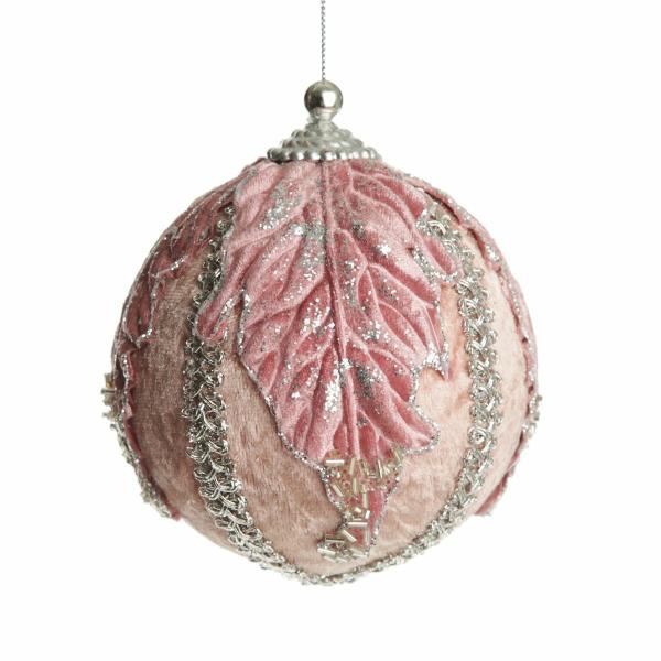 Decorative Christmas Baubles | Decorative Pink Velvet And Braid Bauble Baubles Decorative Christmas Baubles