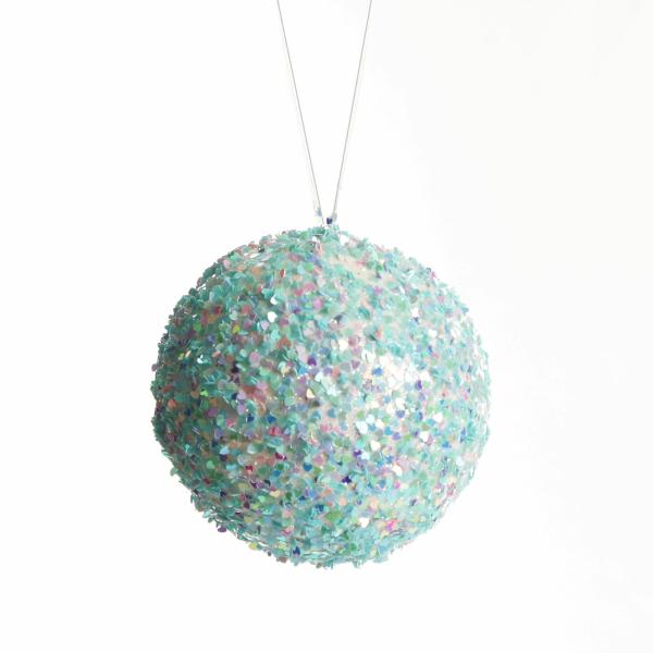 Decorative Christmas Baubles | Iridescent Baby Blue Sequin Christmas Ball 10Cm Baubles Decorative Christmas Baubles