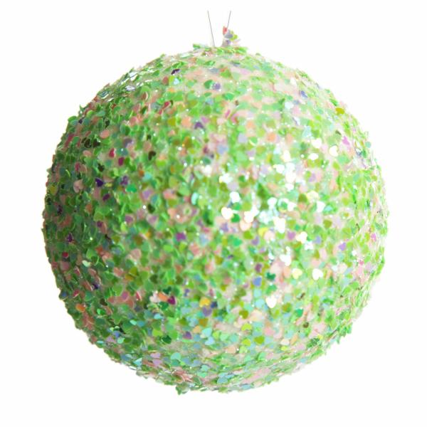 Decorative Christmas Baubles | Iridescent Mint Green Sequin Christmas Ball 10Cm Baubles Decorative Christmas Baubles