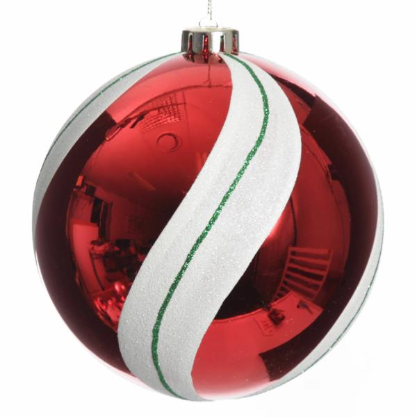 Decorative Christmas Baubles | Jumbo Red Swirl Candy Cane Christmas Bauble 15Cm Baubles Decorative Christmas Baubles