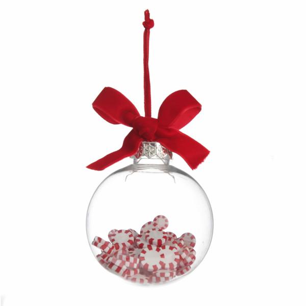 Decorative Christmas Baubles | Peppermint Candy Filled Bauble Clear Shatterproof Bauble Baubles Decorative Christmas Baubles