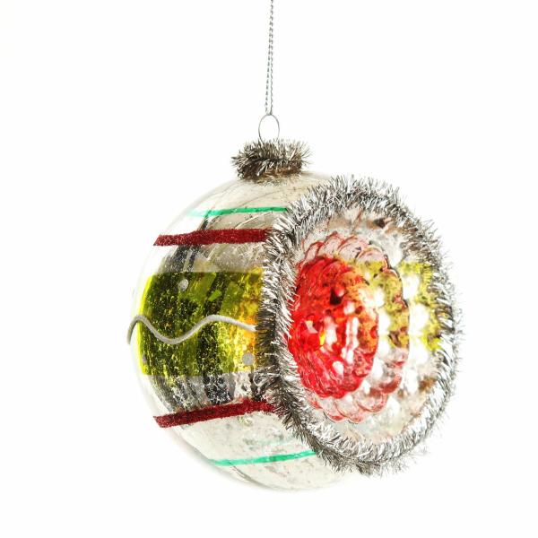 Decorative Christmas Baubles | Retro Vintage Glass Christmas Bauble Green Stripe Baubles Decorative Christmas Baubles