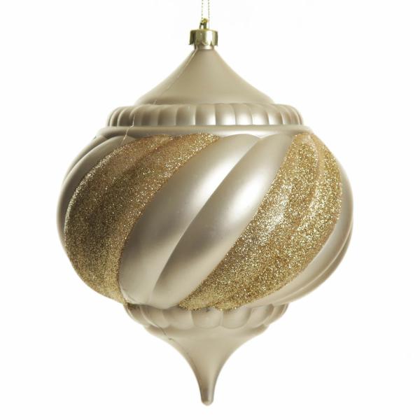 Finials And Drops | Champagne Glitter Swirl Christmas Onion Bauble Baubles Finials And Drops