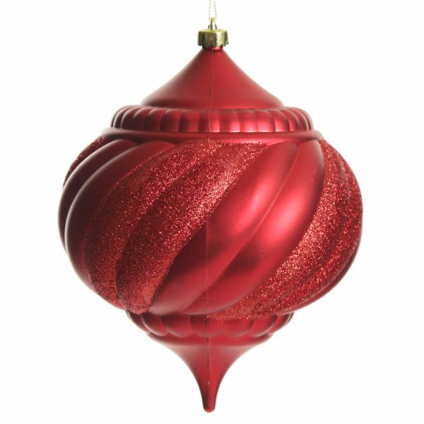 Finials And Drops | Red Glitter Swirl Christmas Onion Bauble Baubles Finials And Drops