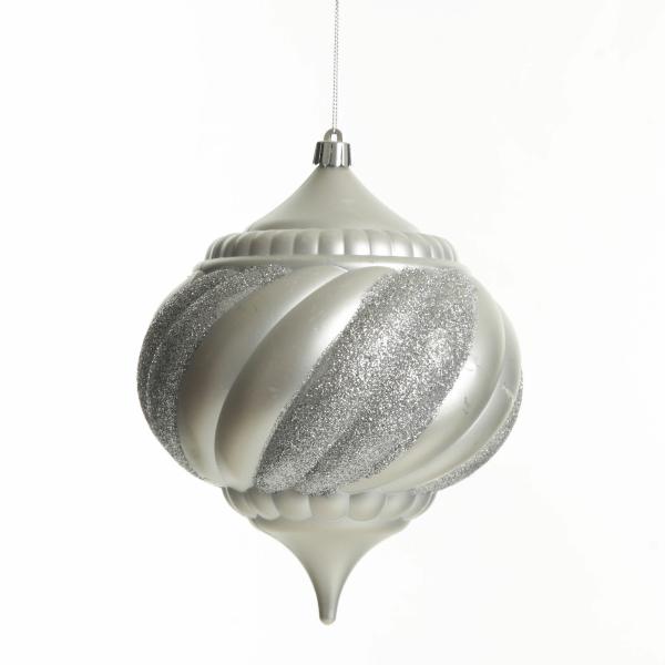 Finials And Drops | Silver Glitter Swirl Christmas Onion Bauble Baubles Finials And Drops