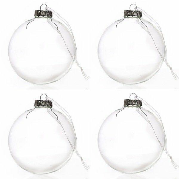 Glass Baubles | 10Cm Clear Glass Fillable Craft Bauble – Set Of 4 Baubles Glass Baubles