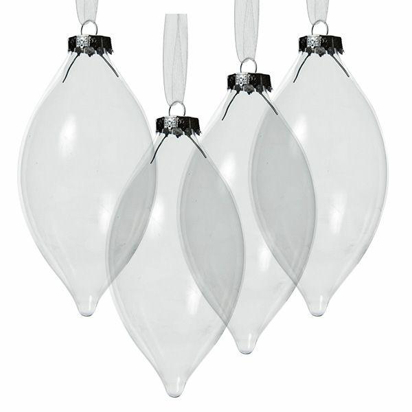 Glass Baubles | Clear Glass Craft Teardrop Bauble – Set Of 4 Baubles Glass Baubles