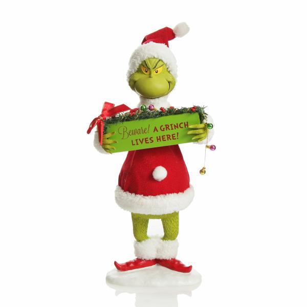 Grinchmas | D56 Possible Dreams – Beware! A Grinch Lives Here Christmas Ornament – 32Cm(H) Christmas Figurines Christmas Figurines