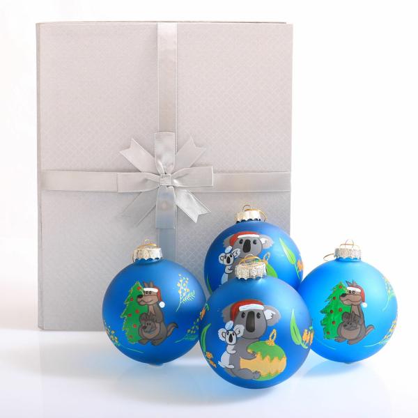 Hand Painted Baubles | Handpainted Australian Christmas Baubles – Set Of 4 Baubles Christmas Bauble Sets